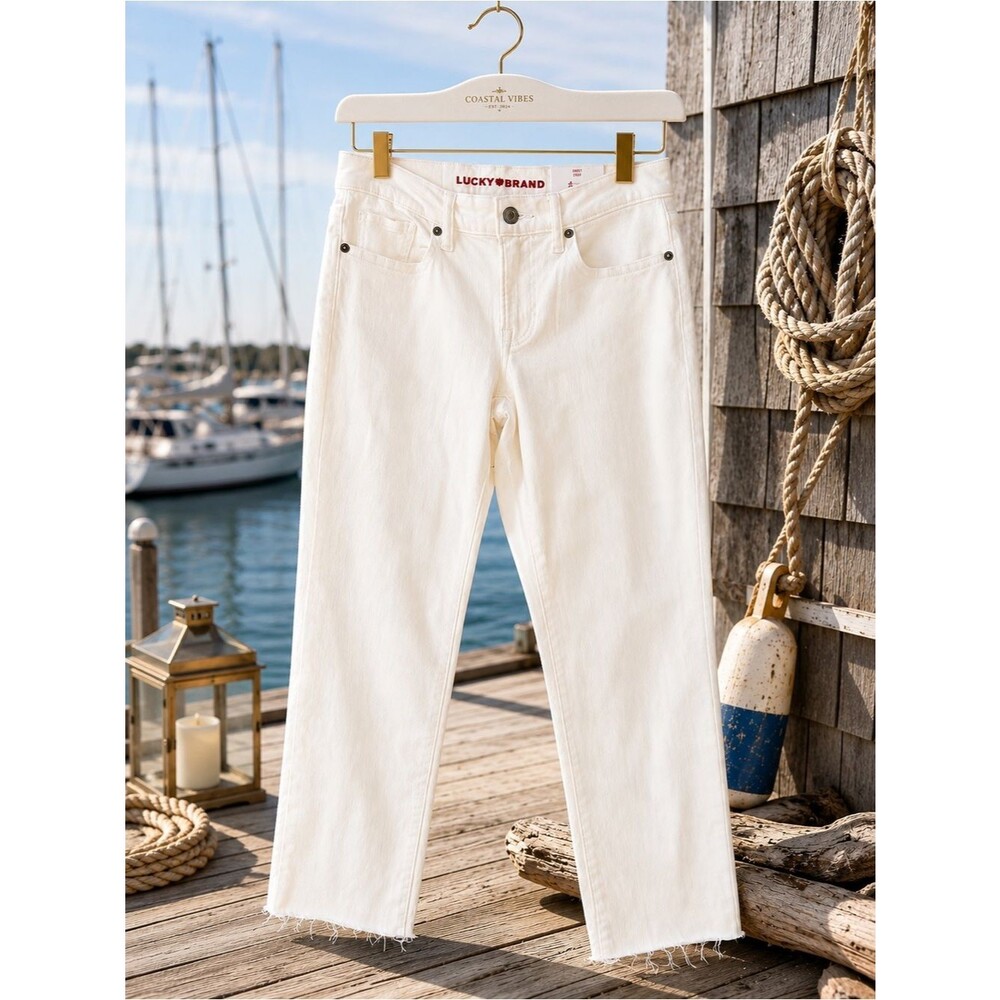 Lucky Brand Sweet Mid Rise Crop Jeans Women’s 2/26 White Raw Hem NWT